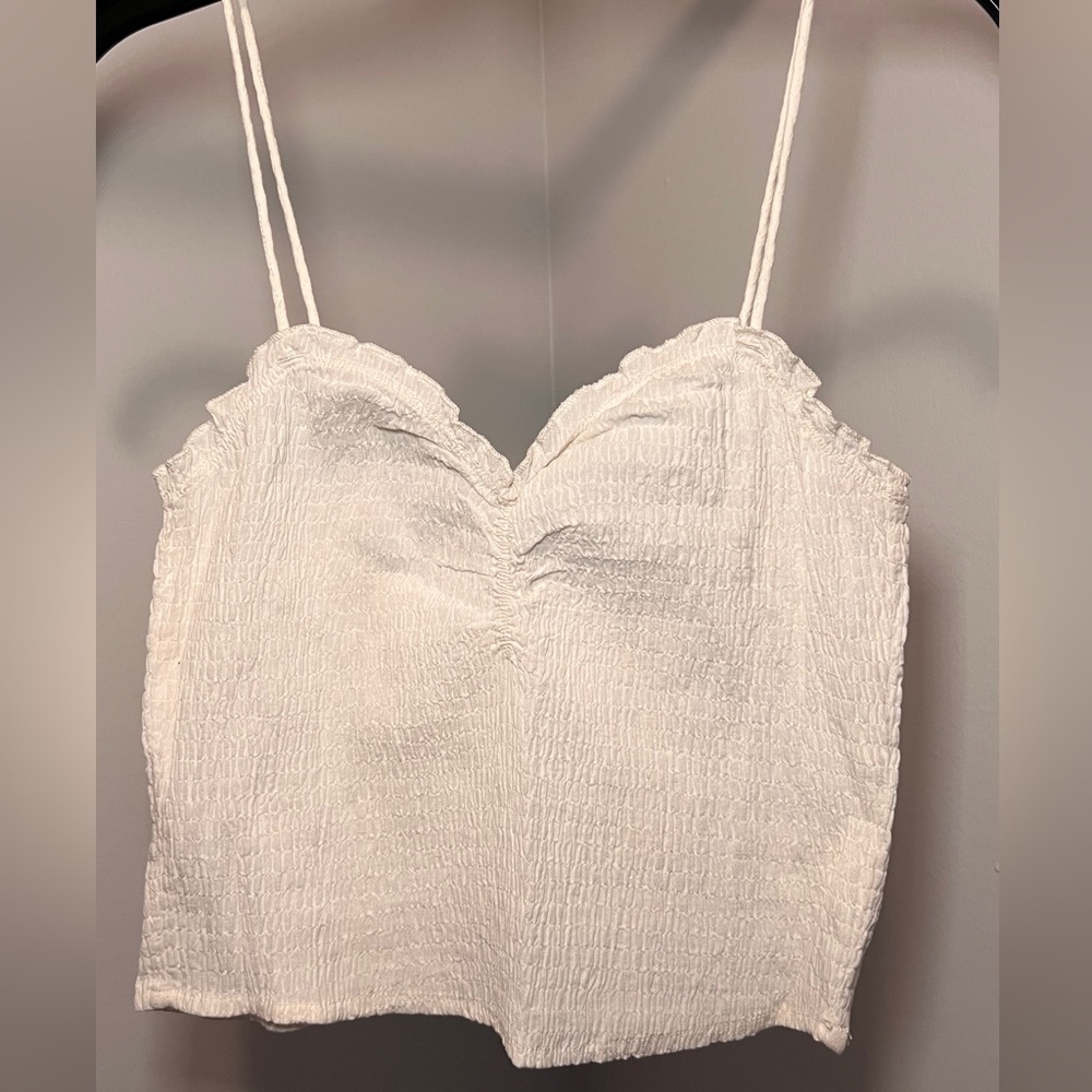 OAK + FORT White Textured Crop top